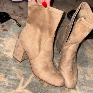 Marc Fisher Taupe Suede Heeled Boots
